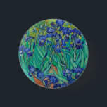 Chapa Redonda De 2,5 Cm Van Gogh Irises. Impresionismo floral vintage azul<br><div class="desc">Botón Van Gogh "Irises". El arte del impresionismo floral azul.</div>