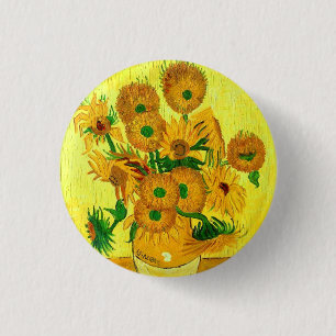 Chapa Redonda De 2,5 Cm Van Gogh Sunflowers