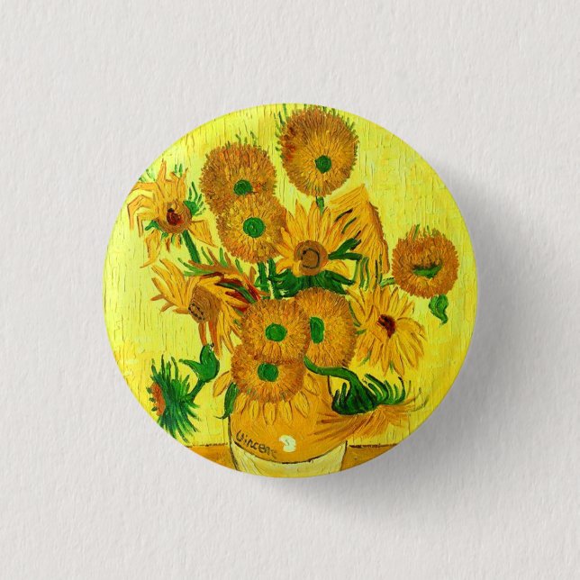 Chapa Redonda De 2,5 Cm Van Gogh Sunflowers (Anverso)