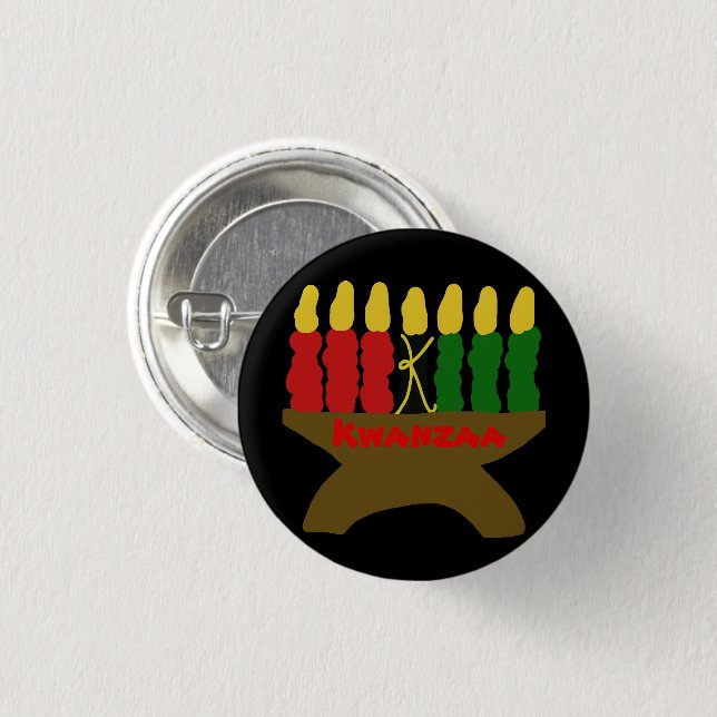 Chapa Redonda De 2,5 Cm Velas de Kwanzaa (Anverso y reverso)