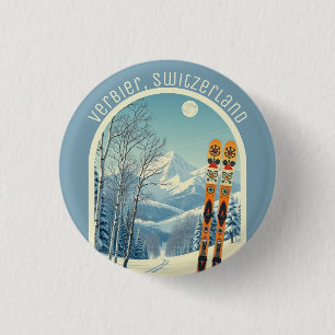 Chapa Redonda De 2,5 Cm Verbier Suiza Schweiz 4 Vallées esquí Ornament