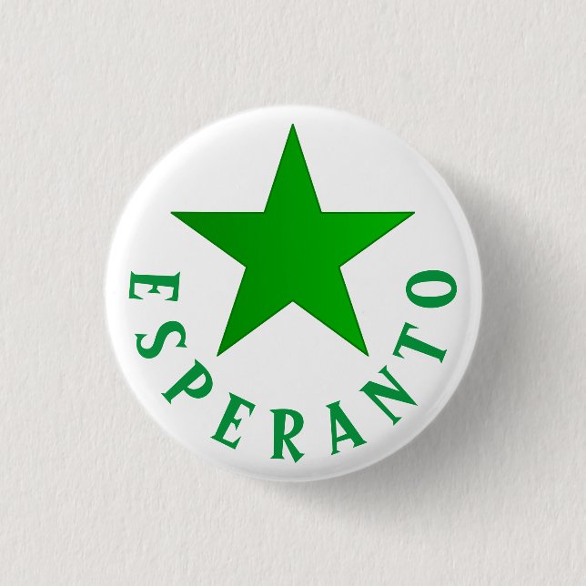 Chapa Redonda De 2,5 Cm Verda Stelo (Estrella Esperanto) (Anverso)