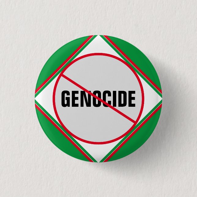 Chapa Redonda De 2,5 Cm Verde rojo anti-genocidio (Anverso)