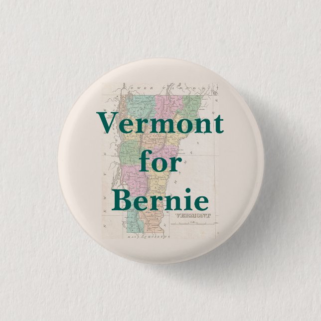 Chapa Redonda De 2,5 Cm Vermont para Bernie 2016 (Anverso)