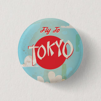 Chapa Redonda De 2,5 Cm Viaje de vuelo retro a Tokio