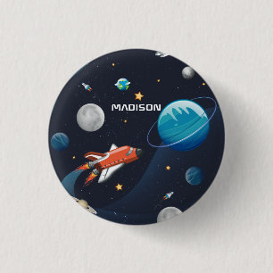 Chapa Redonda De 2,5 Cm Viaje Personalizado por el Espacio Galáctico