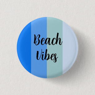 Chapa Redonda De 2,5 Cm Vibes de playa, franjas azules