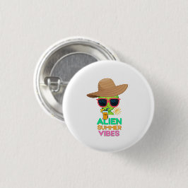 Chapa Redonda De 2,5 Cm Vibraciones geniales de vacaciones de verano alien