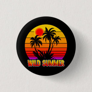 Chapa Redonda De 2,5 Cm Vibraciones Salvajes Retro de Verano con Diseño de