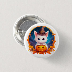 Chapa Redonda De 2,5 Cm Vibrant cute kitten halloween 