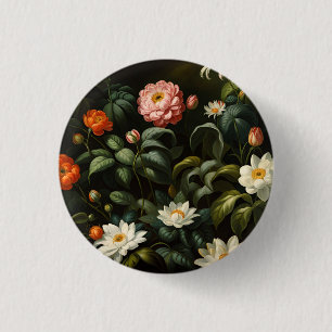 Chapa Redonda De 2,5 Cm Vida floral botánica vintage de jardín