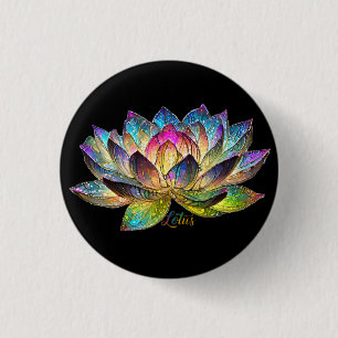 Chapa Redonda De 2,5 Cm Vidrio de colores Flor de Loto en Negro