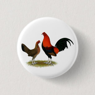 Chapa Redonda De 2,5 Cm Viejo juego inglés Bantams: BB Red Pair