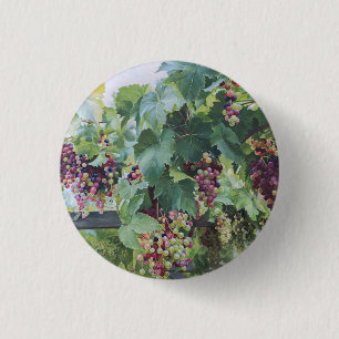 Chapa Redonda De 2,5 Cm Viñedo del Valle del Loira - Pintura de Uvas Franc