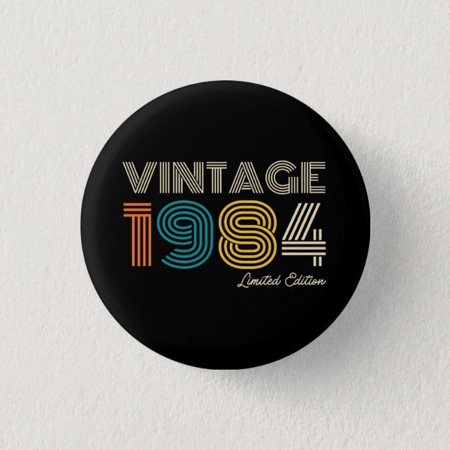 Chapa Redonda De 2,5 Cm Vintage 1984 40º cumpleaños (Anverso)
