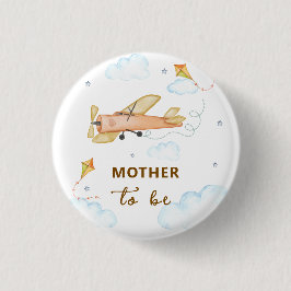 Chapa Redonda De 2,5 Cm Vintage Aviator Airplane Mother To Be Baby Shower 