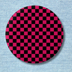 Chapa Redonda De 2,5 Cm Vintage de Cuadros Rojos y Negros