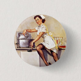 Chapa Redonda De 2,5 Cm Vintage Gil Elvgren Retro Nurse Pin Up Chica