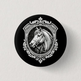 Chapa Redonda De 2,5 Cm Vintage Gold Horse Portrait Ornate Art