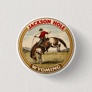 Chapa Redonda De 2,5 Cm Vintage Jackson Hole Bucking Bronco wyoming vaquer