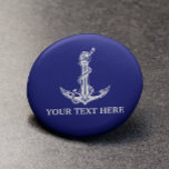 Chapa Redonda De 2,5 Cm Vintage Nautical Anchor Rope Tu Texto Aquí<br><div class="desc">Diseño de nombre de barco vintage nautical Anchor Rope para amantes del barco.</div>