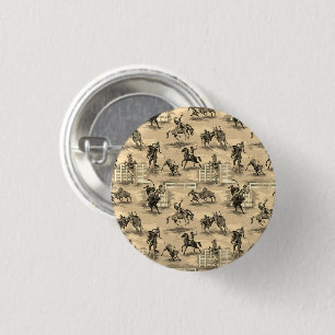 Chapa Redonda De 2,5 Cm Vintage Retro Western Rodeo Cowboy Pinback en Espa