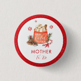Chapa Redonda De 2,5 Cm Vintage Snowflake Smore Mother To Be Baby Shower