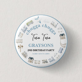 Chapa Redonda De 2,5 Cm Vintage Train 2nd Birthday – Choo Choo Party
