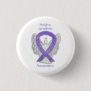 Chapa Redonda De 2,5 Cm Violet Hodgkins Lymphoma Ribbon Angel Pins