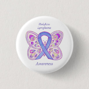 Chapa Redonda De 2,5 Cm Violet Hodgkins Lymphoma Ribbon Butterfly Pins
