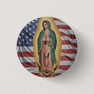 Chapa Redonda De 2,5 Cm Virgen de Guadalupe - EE. UU.