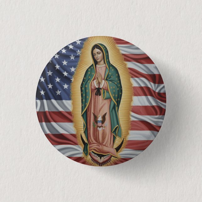 Chapa Redonda De 2,5 Cm Virgen de Guadalupe - EE. UU. (Anverso)