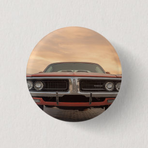 Chapa Redonda De 2,5 Cm Vista del atardecer del coche clásico de época