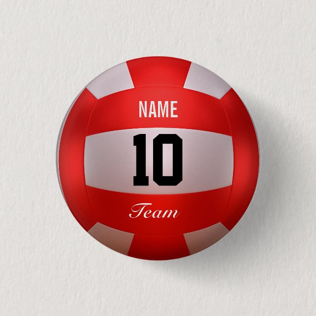Chapa Redonda De 2,5 Cm Voleibol rojo (Anverso)