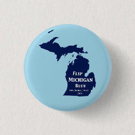 Chapa Redonda De 2,5 Cm Voltear Michigan Blue en 2024