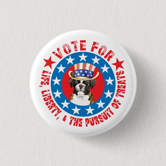Chapa Redonda De 2,5 Cm Votar por Boxer (Anverso)