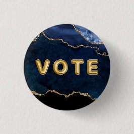 Chapa Redonda De 2,5 Cm Voto azul geoda dorado
