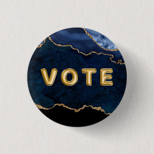 Chapa Redonda De 2,5 Cm Voto azul geoda dorado
