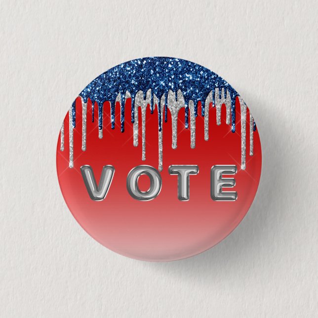 Chapa Redonda De 2,5 Cm Voto de brillo americano (Anverso)