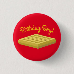 Chapa Redonda De 2,5 Cm Waffle Cumpleaños Desayuno Brunch Niños 1er Cumple