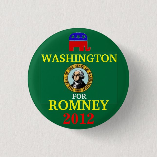 Chapa Redonda De 2,5 Cm Washington para Romney 2012 (Anverso)
