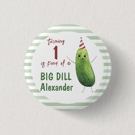 Chapa Redonda De 2,5 Cm Watercolor Cucumber Big Dill Birday Party