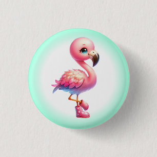 Chapa Redonda De 2,5 Cm Watercolor Flamingo Personalizado Clipart