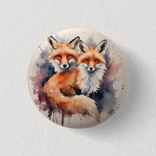 Chapa Redonda De 2,5 Cm Watercolor Fox