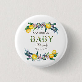 Chapa Redonda De 2,5 Cm Watercolor Lemons Olives Baby Shower