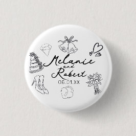Chapa Redonda De 2,5 Cm Wedding Doodle Save the Dates Wedding Anniversary 