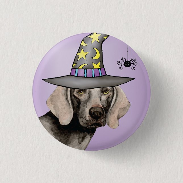 Chapa Redonda De 2,5 Cm Weimaraner Witch (Anverso)