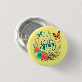 Chapa Redonda De 2,5 Cm Welcome spring floral