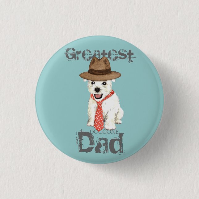 Chapa Redonda De 2,5 Cm Westie Dad (Anverso)