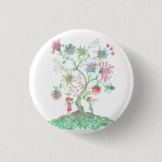 Chapa Redonda De 2,5 Cm Whimsical Floral Tree